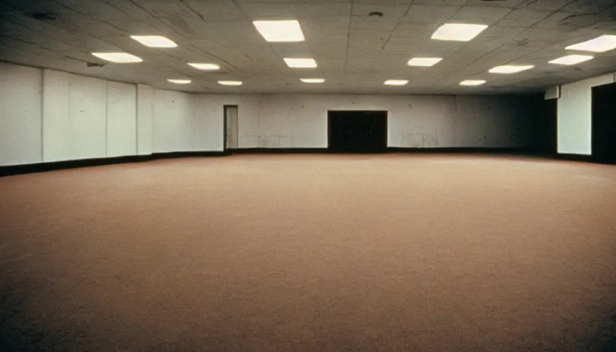 Prompt: 60s movie still of a sovietic stalinist style empty ballroom with corpses, cinestill 800t 50mm eastmancolor, liminal Space style, heavy grain-s 150