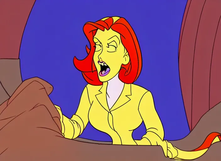 Image similar to dana scully in dragon's lair, shaded cartoon cel, animation model, sharp detail, thin linework, beautifully animated, technically accurate, realistic anatomy, in the style of don bluth, filmation, toei animation, studio trigger, 5 k, hd