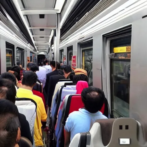 Image similar to looking for honda on the train, crowded, nightmare, bubu already walking, weird