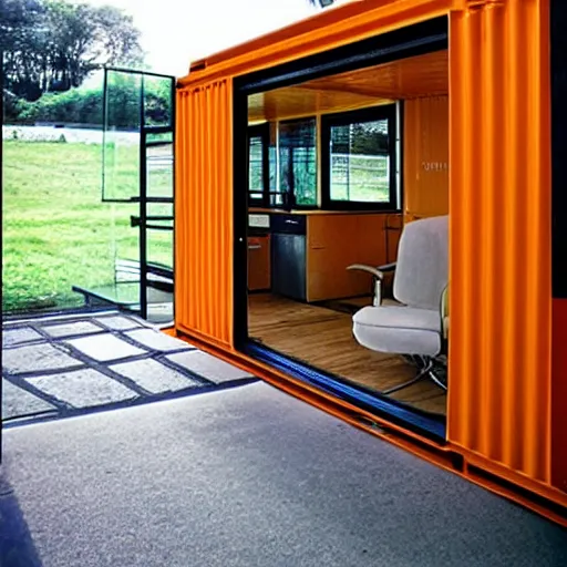 Image similar to luxury! shipping container! house!!! designed by ludwig mies van der rohe!