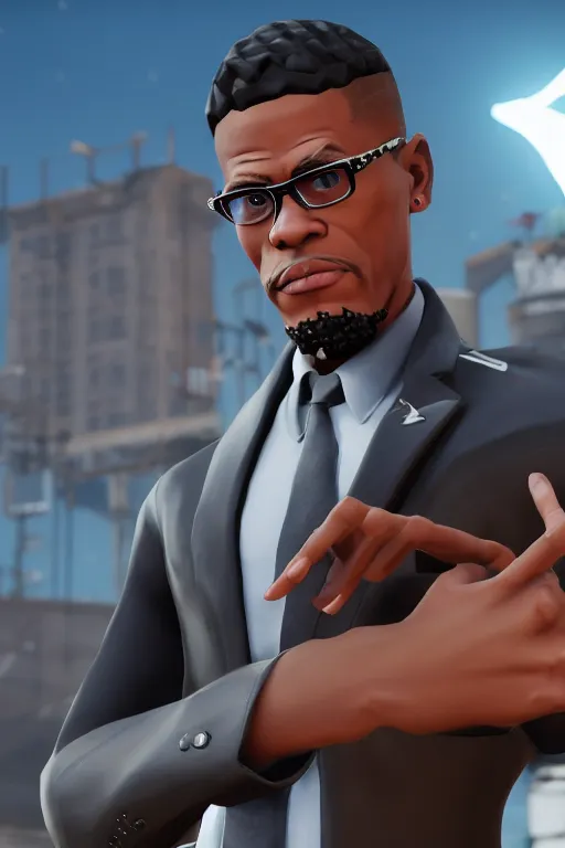 Prompt: malcolm x, fortnite character, in game, unreal engine. 4 k, highly detailed
