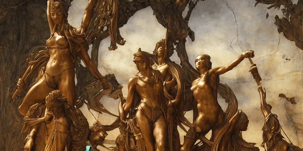 Prompt: erudite bronze pedestal, by Edgar Maxence and Ross Tran and Michael Whelan and Da Vinci and Caravaggio and J.M.W Turner and Bruegel intricate line drawings, cinematic, establishing shot, 8k resolution,