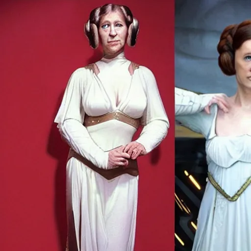 Prompt: helen mirren as princess leia