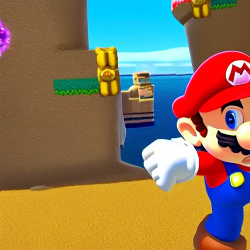 Image similar to screenshot from mario game dwayne the rock johnson as mario