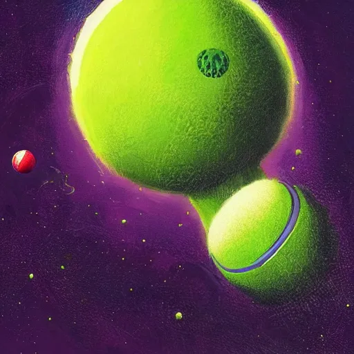 Image similar to a tennis ball monster in space , digital art, fantasy, magic, trending on artstation, ultra detailed, professional illustration by Basil Gogos