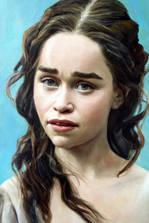 Image similar to beautiful oil painting with Emilia Clarke