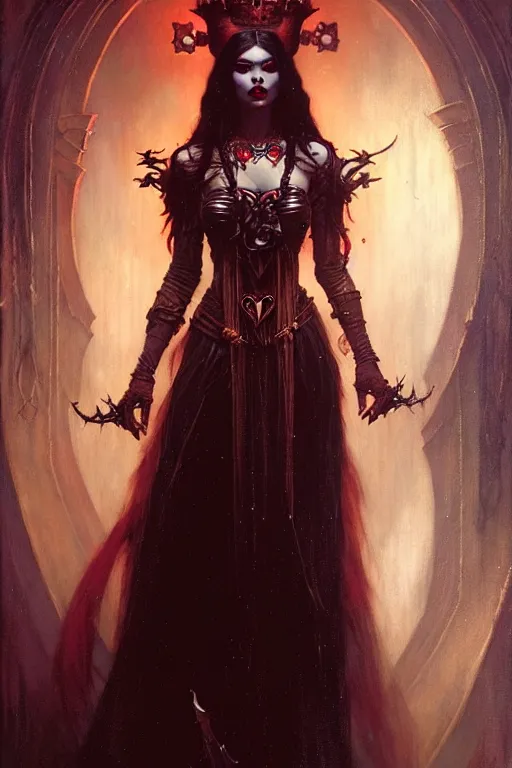 Image similar to the dark magic queen of hearts, dark fantasy by gaston bussiere, bayard wu, greg rutkowski, giger, maxim verehin