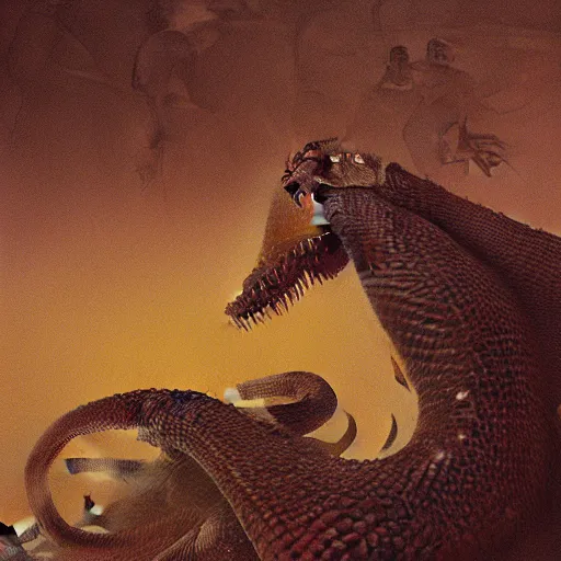 Image similar to snake monster 4 k by zdzisław beksinski