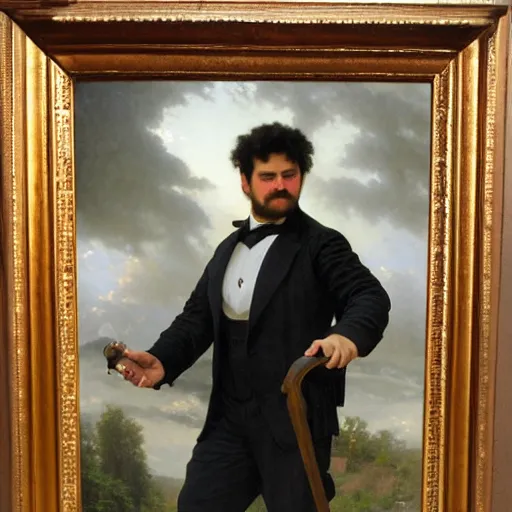 Prompt: detailed portrait painting of orc wearing tuxedo by William-Adolphe Bouguereau and Thomas Kinkade and Ted Nasmith, Booru