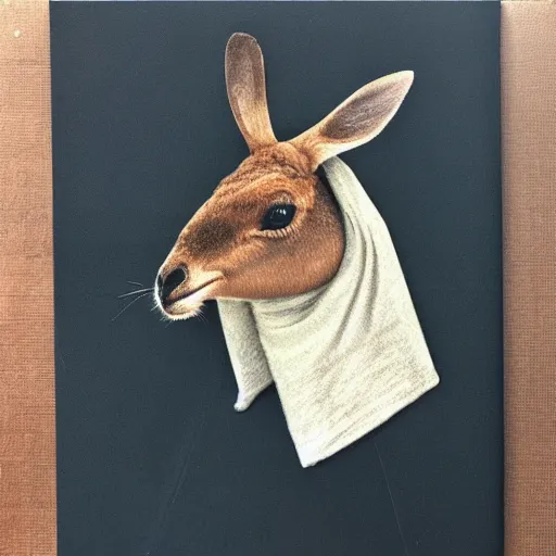 Image similar to kangaroo wearing a bonnet