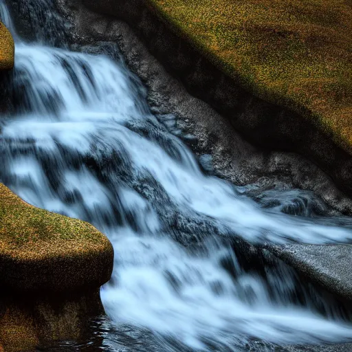 Prompt: a stairway of flowing water, hyperrealistic, 8 k, octane render, highly detailed, a real photographic, digital art, 8 k, realistic, ocatne render