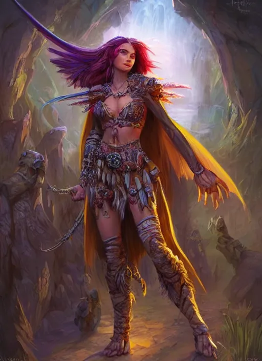 Prompt: harpy, ultra detailed fantasy, dndbeyond, bright, colourful, realistic, dnd character portrait, full body, pathfinder, pinterest, art by ralph horsley, dnd, rpg, lotr game design fanart by concept art, behance hd, artstation, deviantart, hdr render in unreal engine 5