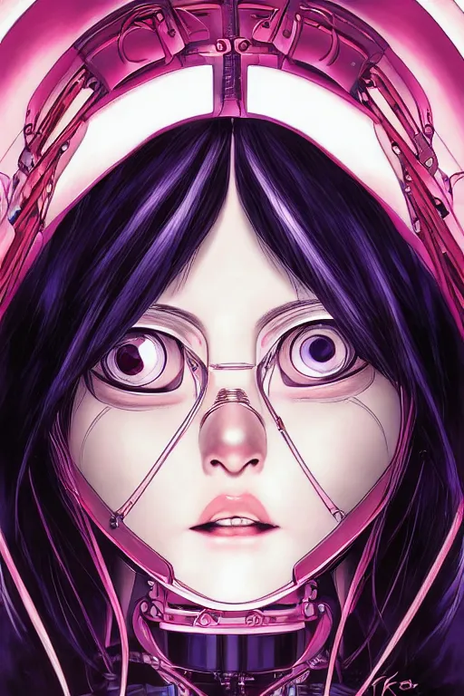 Image similar to portrait of Alita by Yukito Kishiro, biomechanical, hyper detailled, trending on artstation