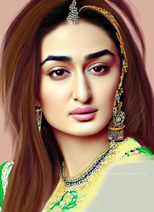 Image similar to digital art, portrait of hania aamir pakistani model, ultra - detailed artwork