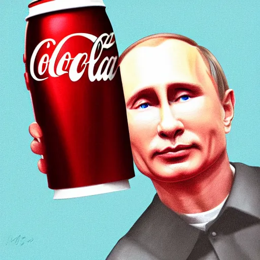 Prompt: portrait of putin drinking a coke digital concept art