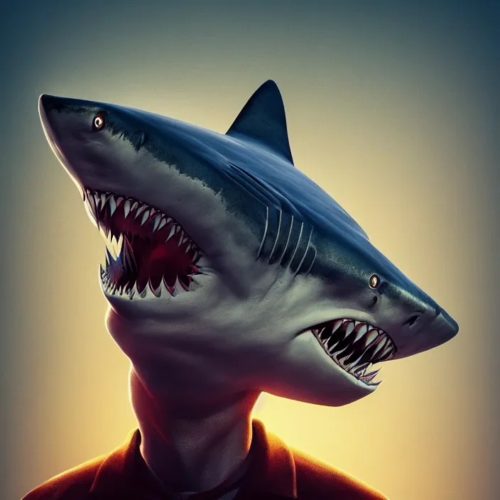 Image similar to shark with the head of joe biden intricate abstract. intricate artwork. by tooth wu, wlop, beeple, dan mumford. octane render, trending on artstation, greg rutkowski very coherent symmetrical artwork. cinematic, hyper realism, high detail, octane render, 8 k, iridescent accents