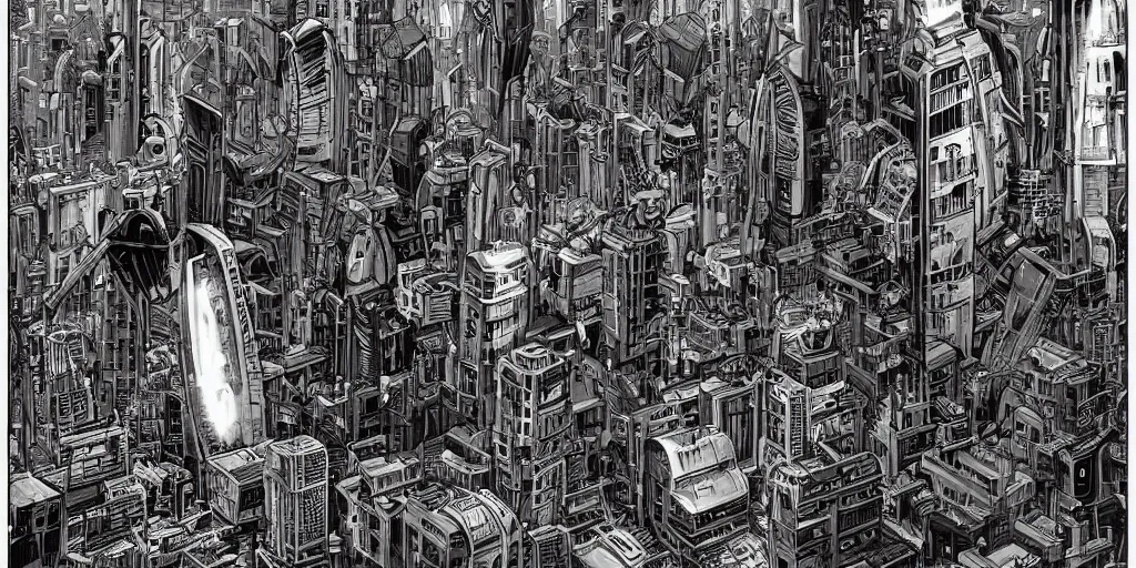 Image similar to mechanical futuristic city in the style of Akira!