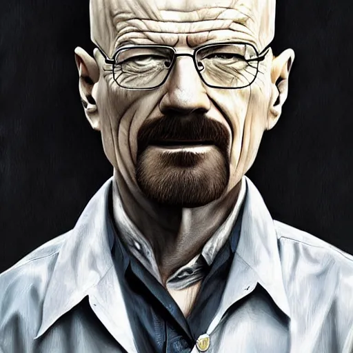 Prompt: walter white as a vampire, detailed digital art, painted by WLOP