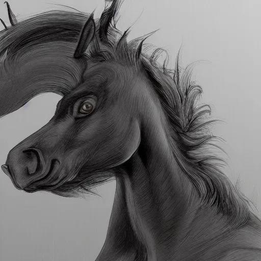 Image similar to a mutant horse,digital sketch