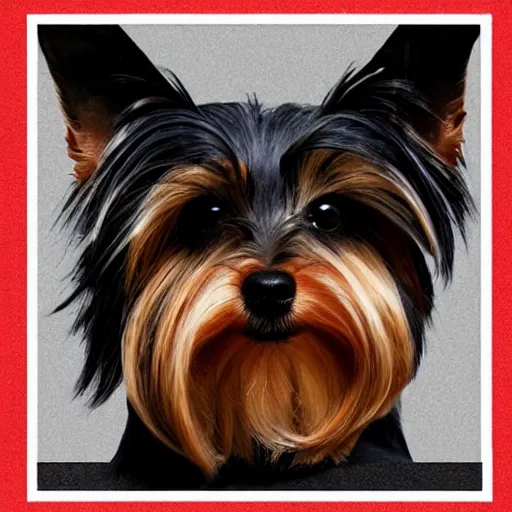 Image similar to witchhouse album art of a yorkshire terrier