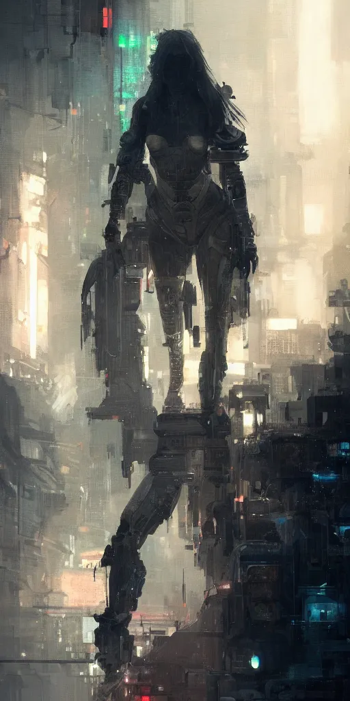 Image similar to female cyberpunk, beautiful face, rule of thirds, intricate outfit, spotlight, by greg rutkowski, by jeremy mann, digital painting