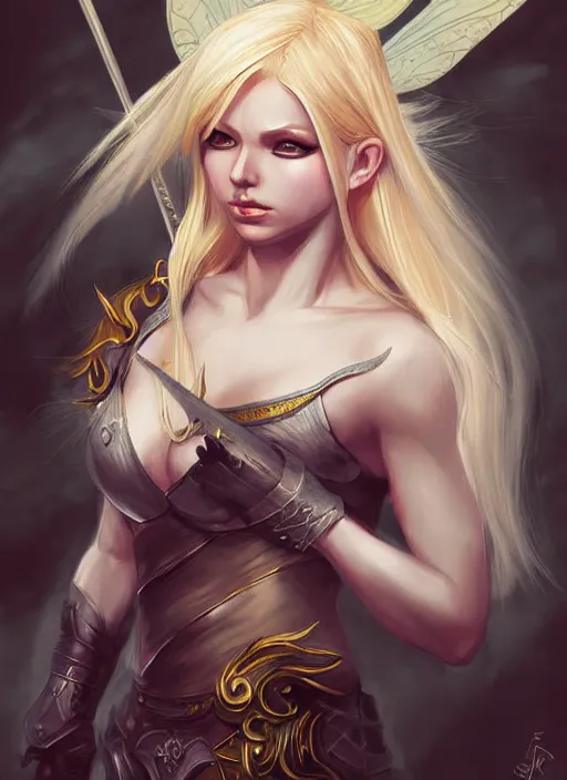 Image similar to blonde combat fairy venizian era, dark fantasy, extremely detailed, sharp focus, portrait, smooth, digital illustration, by rossdraws, frank franzzeta