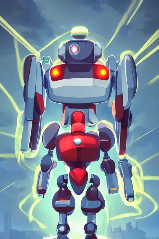 Image similar to metabots medabots medarotto medarot robot minimalist comics, behance hd by jesper ejsing, by rhads, makoto shinkai and lois van baarle, ilya kuvshinov, rossdraws global illumination ray tracing hdr radiating a glowing aura