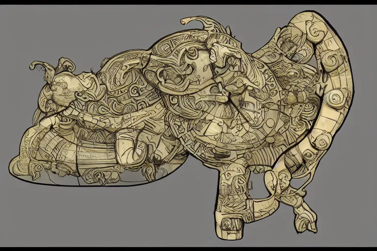 Prompt: alabaster hippocamp,in the style of Teddy Harvia and Michael Hague and Paul Youll,trending on artstation, exotic lighting aerial view,Avatar The Last Airbender ,sacred geometry,blueprint ,naturalism ,camcorder effect ,