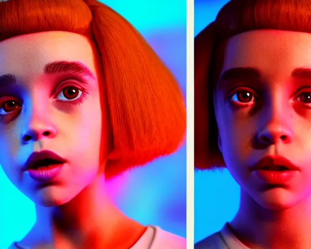 Image similar to Doja Cat As Eleven From Stranger Things, Full Figure, 8K, octane render, HDR, photorealistic, volumetric lighting, Hyperrealistic-H 960