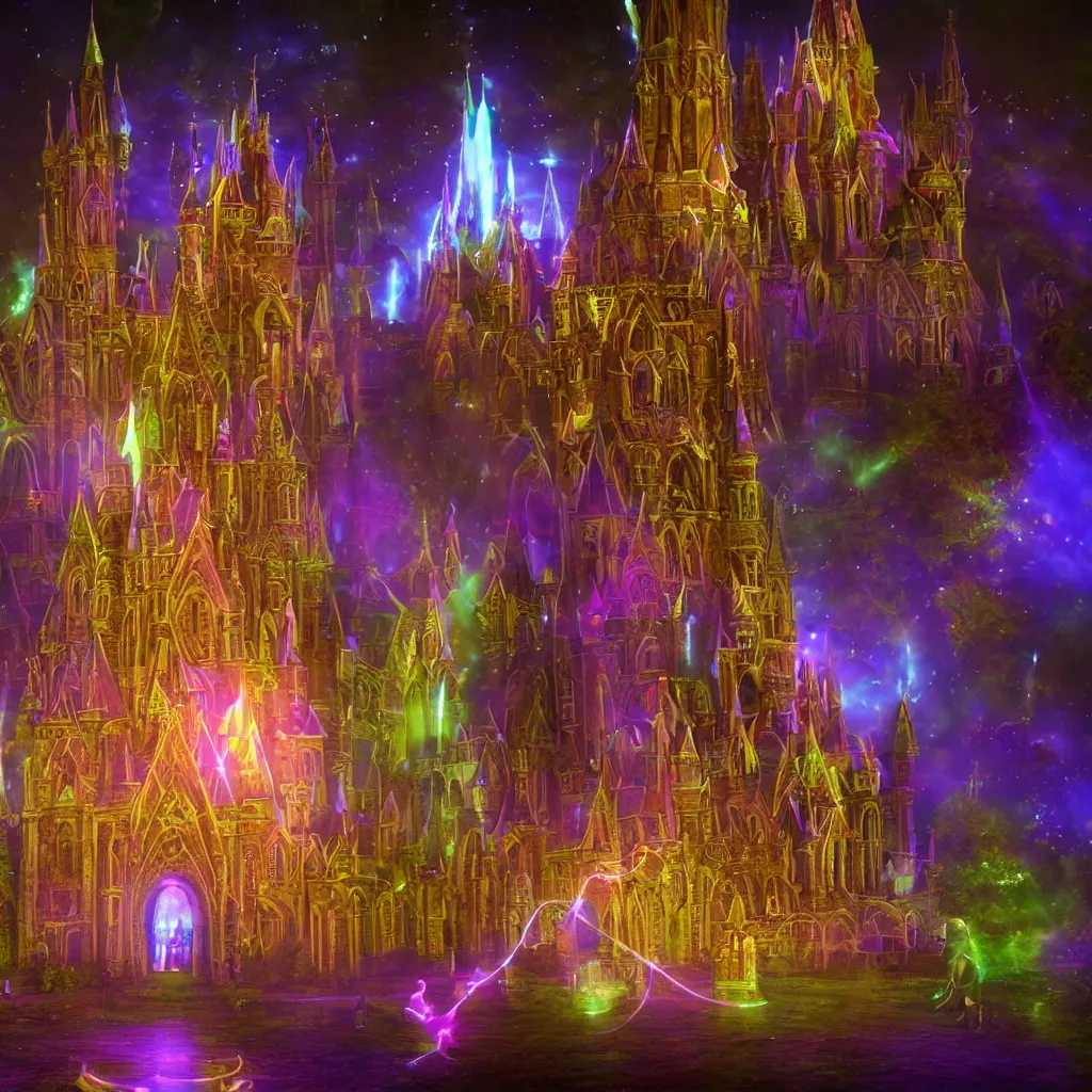 Prompt: huge towering magical university, extreme drama, distant glowing figures, hdr, movie still, fully photorealistic, sharp luminescent focus, nd 6, sony fx 6, glowing luminescent invocations, cake decoration style