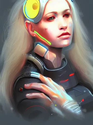 Image similar to cyborg girl, portrait, digital painting, elegant, beautiful, highly detailed, artstation, concept art