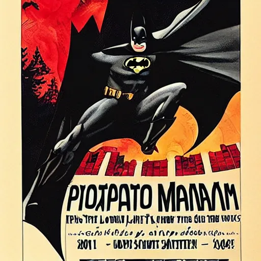 Prompt: when batman on stage in phantom of the opera, epic poster, dramatic graphic lettering