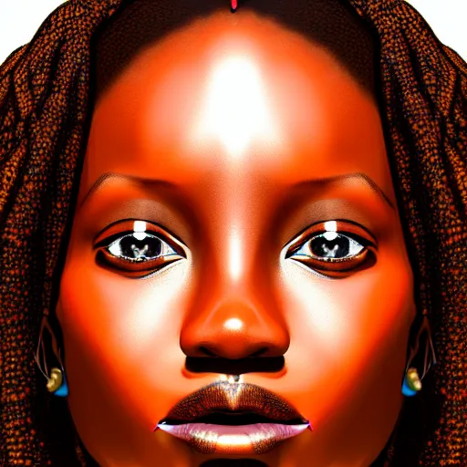 Prompt: UHD African woman, realistic, correct details, cosmic dynamic lighting, symmetrical face, accurate face, in the style of renaissance Michelangelo