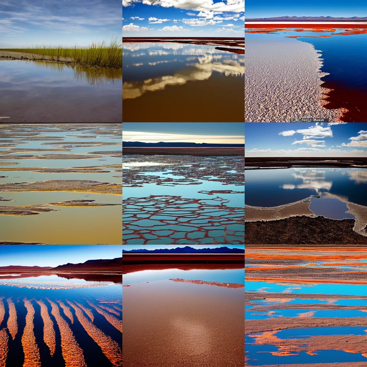 Prompt: natgeo photo of the salt plains of bolivia, water, reflections, sunny day
