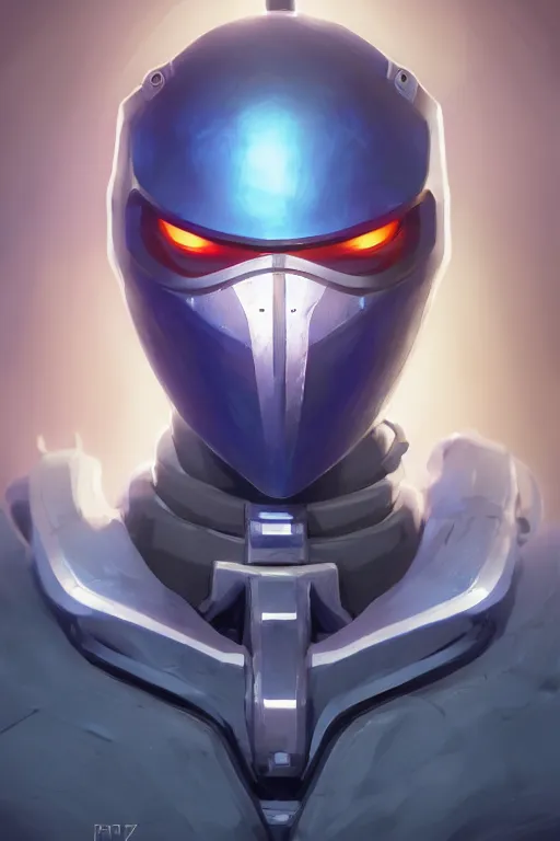 Image similar to epic mask helmet robot ninja portrait stylized as fornite style game design fanart by concept artist gervasio canda, behance hd by jesper ejsing, by rhads, makoto shinkai and lois van baarle, ilya kuvshinov, rossdraws global illumination radiating a glowing aura global illumination ray tracing hdr render in unreal engine 5