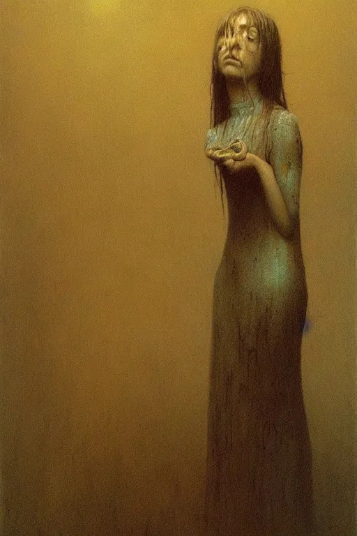 Image similar to alyson hannigan as maid by beksinski