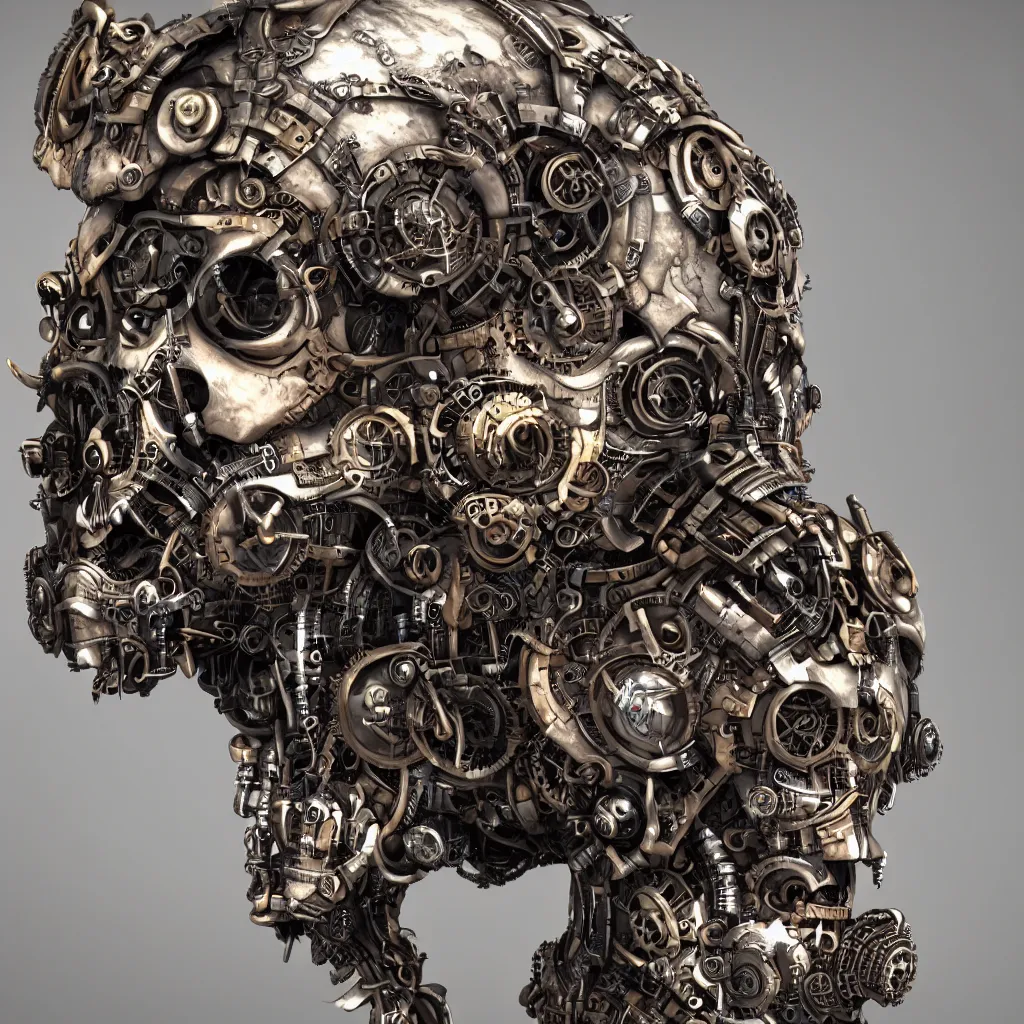 Image similar to steampunk cyborg skull, unreal engine, arstation trending, highly detailed, 8 k