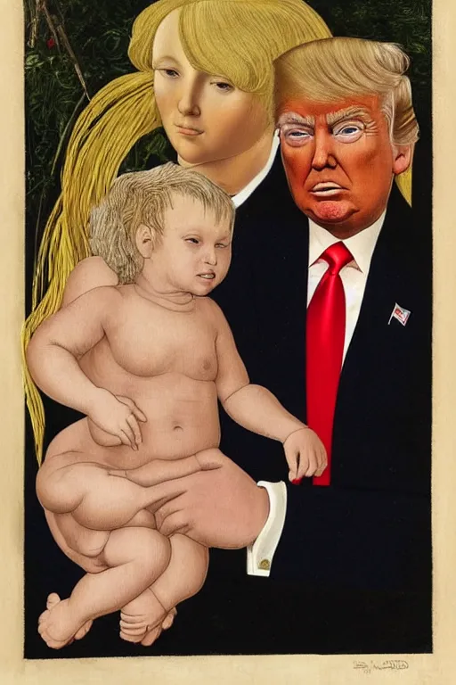 Image similar to Donald Trump and Child in the style of Sandro Botticelli