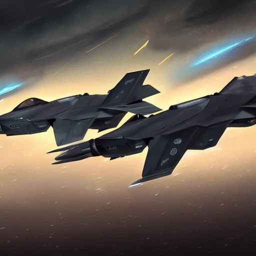 Image similar to f 3 5 jets in the storm clouds of jupiter, by cedric peyravernay, highly detailed, excellent composition, cinematic concept art, dramatic lighting, trending on artstation