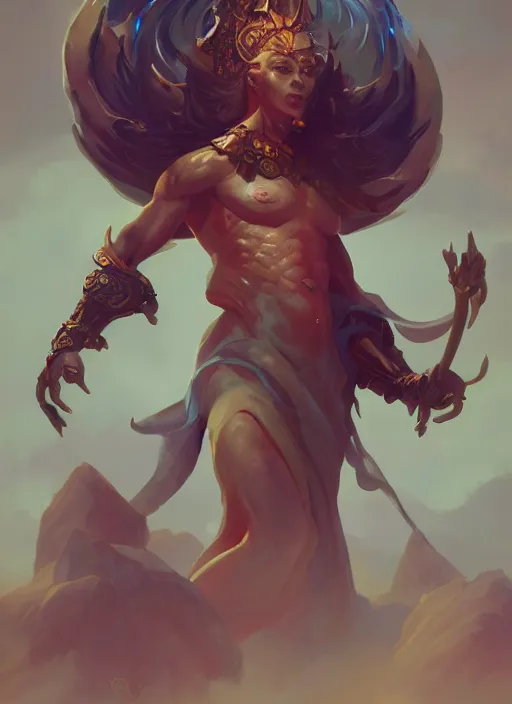 Image similar to a character concept of an eternal god, 8 k, octane render, photorealistic, digital art, trending on artstation, peter mohrbacher