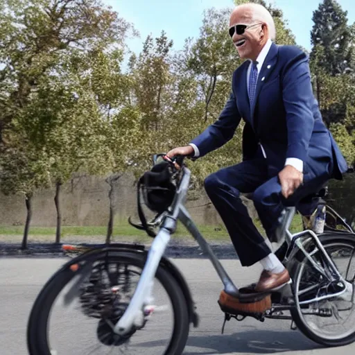 Image similar to Joe Biden riding a bicycle properly