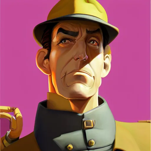 Image similar to greg manchess portrait painting of the inspector gadget as overwatch character, medium shot, asymmetrical, profile picture, organic painting, sunny day, matte painting, bold shapes, hard edges, street art, trending on artstation, by huang guangjian and gil elvgren and sachin teng