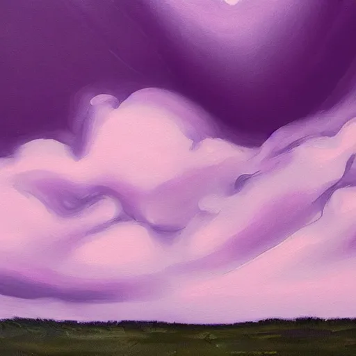 Image similar to ultra realistic painting of a dark cloudy sky over a purple alien flower