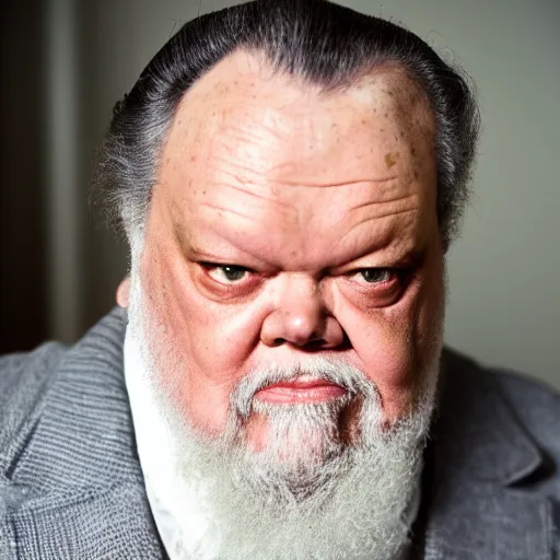 Prompt: dslr photo portrait still of 3 5 year old orson welles, healthy, bearded, at age 7 5!!!, 8 5 mm f 1. 8