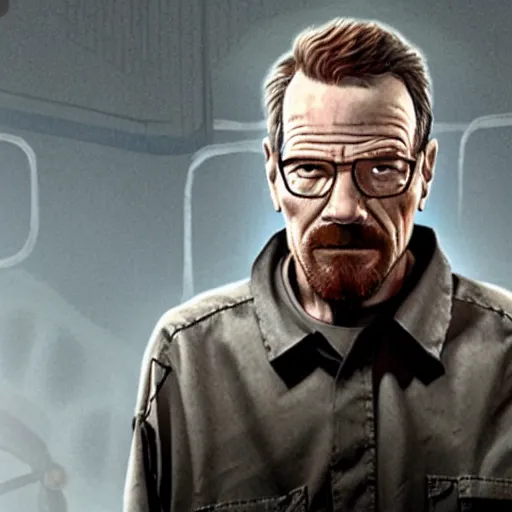 Image similar to Bryan Cranston as Gordon Freeman, still from Half Life movie