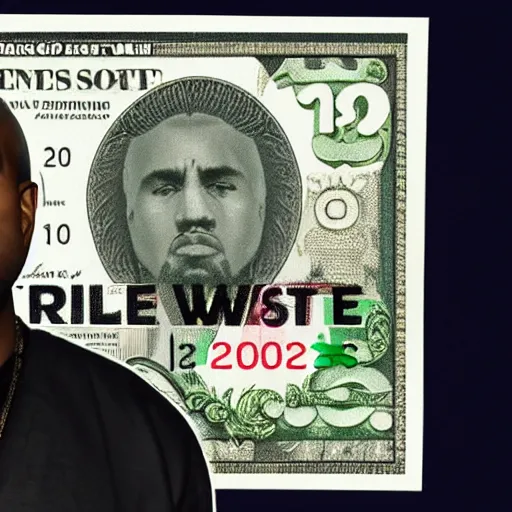 Image similar to kanye west on the american one dollar bill