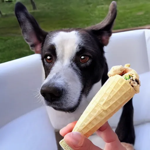 Image similar to fairy dog eating ice cream