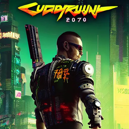 Prompt: cyberpunk 2 0 7 7 samurai robot with random green and black japanese colors as scarlxrd album cover