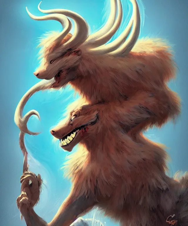 Image similar to a mythical creature covered in fur and spitting caustic acid, fantasy, elegant, digital painting, artstation, concept art, matte, sharp focus, illustration, art by carl barks