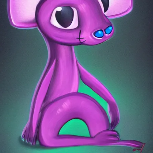 Image similar to furry ( fandom ) art of a cute anthropomorphic purple otter cartoon alien with antennas, digital art, painting, trending on furaffinity